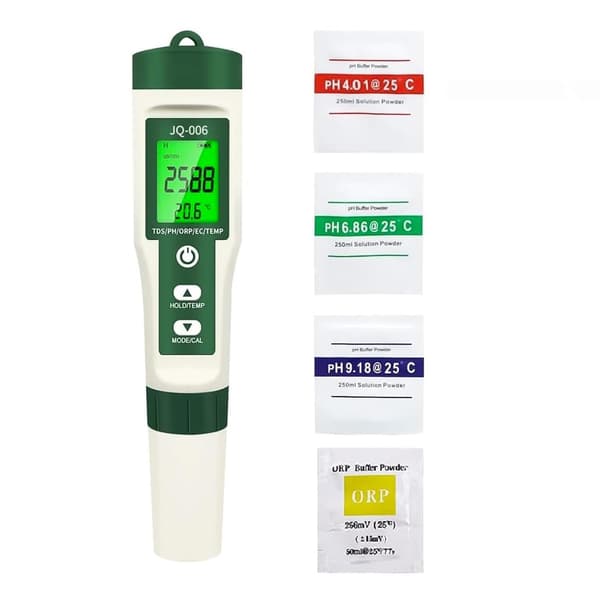PH-måler, 10-i-1 TDS/PH/ORP/EC/temperaturtester med LCD-skjerm, vannkvalitetsmonitor