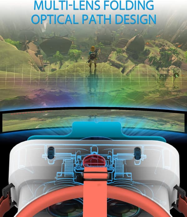 Virtual Reality-briller - Justerbare 3D-linser, til Nintendo Switch/Oled (rød)