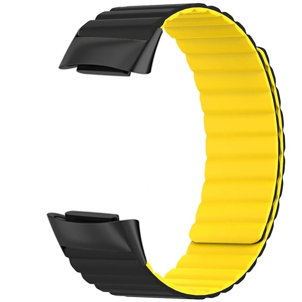 Soft Loop for Charge 6/5 Smartwatch Snabbkopplingsarmband magnetiskt armband Black yellow