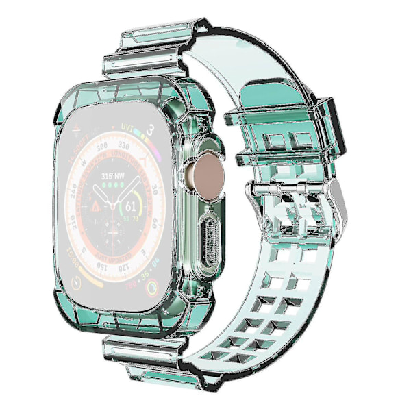 Handledsrem för Apple Watch Ultra 49mm Två rader hål TPU Smart Watch Band Ersättning handledsrem I Transparent, Transparent Green F Apple Watch Ultra 49mm