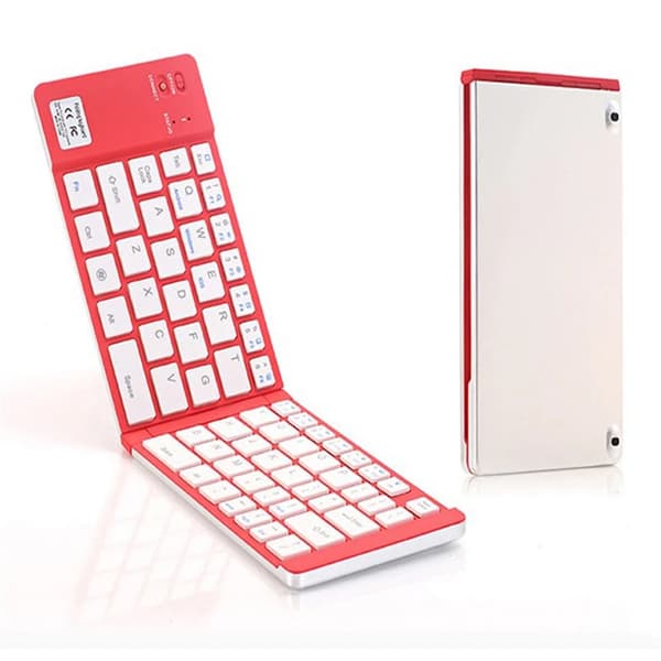 Sammenleggbart tastatur BT66, trådløst Bluetooth 66 taster, støtter Android / iOS (rød)