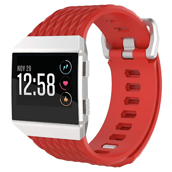 For Fitbit Ionic Dragon Scale Texture Silicone Watch Band with Buckle, Size:S(White) S Red