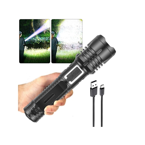 LED Lommelygter Genopladelig Lygte Høj Lumen Kraftige Lommelygter Super Lys Taktisk Lommelygte Zoombar Lommelygte Vandtæt