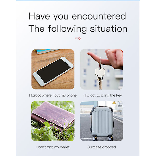 Anti-förlustenhet Intelligent Positionering Mobiltelefon Nyckel Bluetooth Vit