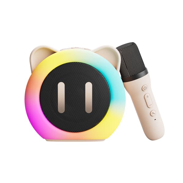 Bluetooth-karaokekaiutin 1 langattomalla mikrofonilla (valkoinen)