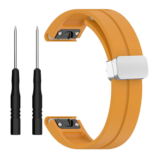 22mm klockarmband Silive spänne silikon handledsrem för Garmin Fenix 7/forerunner 965/955/945/935 Dark Yellow