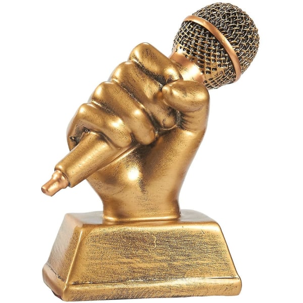 Golden Microphone Trophy - Small Resin Singing Award Trophy -karaoke, laulukilpailut, bileet, 5,5 x 4,75 x 2,25 tuumaa