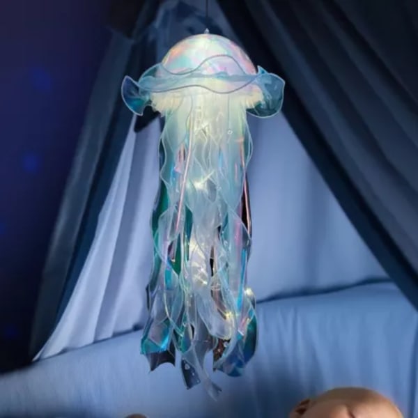 Jellyfish Lille Nattelys Realistisk Soveværelse Lys Lampe DIY til Værelse Dekoration Blue