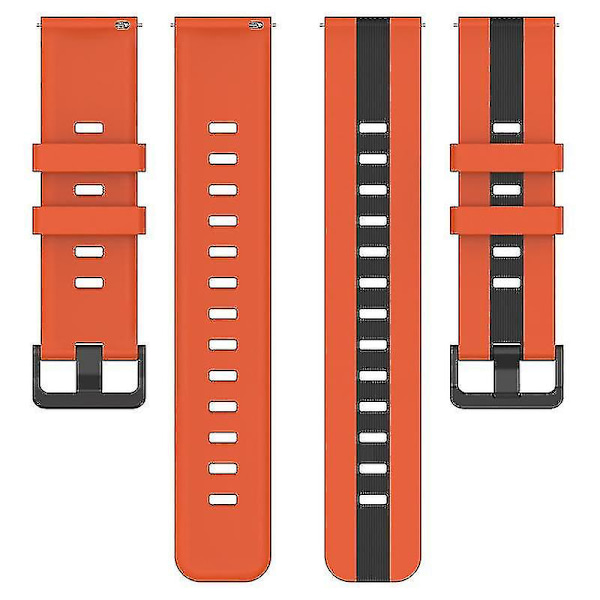 For Huawei Watch GT 3 42mm/Watch GT Silikonklokkebånd Bredde 20mm Dobbel Myk Rem Orange Black F Samsung Galaxy Watch 5