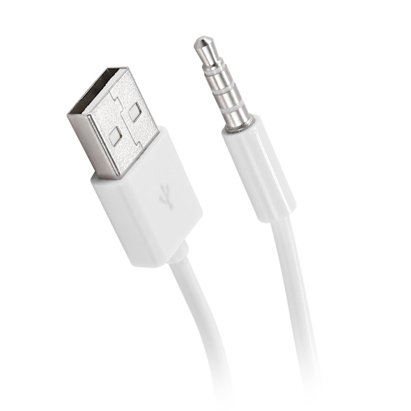 3,5 mm stik lyd AUX til USB 2.0 stik adapter opladningskabel 1M hvid