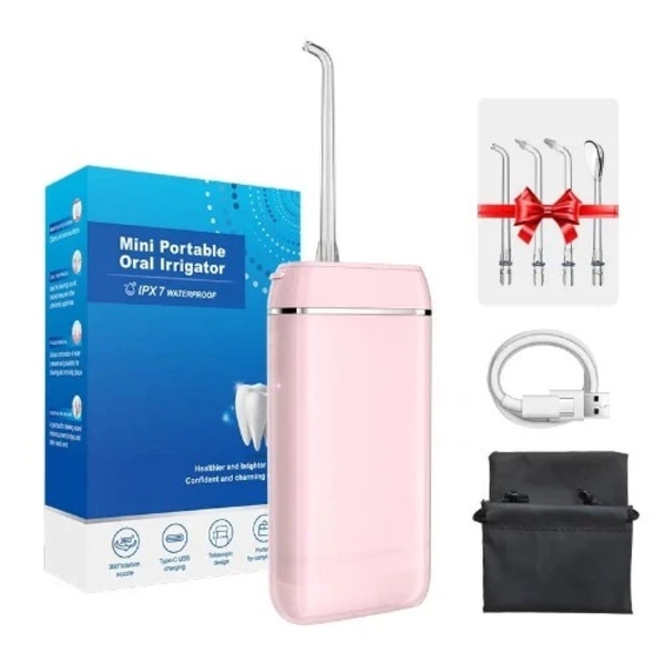 Oral Irrigator - 3 Lägen Dental Vattenstråle 140 ml Tank Vatten 4 Munstycken, Rosa