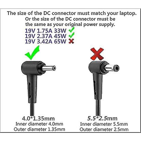 Laptop-oplader til Asus 19v 2.37a 45w strømforsyningsadapter (4.0*1.35mm)