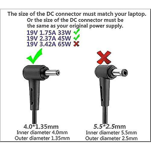 Laptopladdare för Asus 19v 2.37a 45w power (4.0*1.35mm)