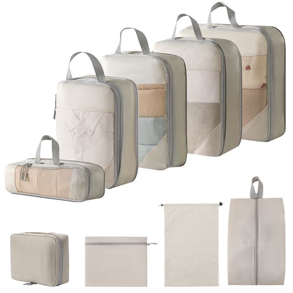 Resväska organisationsväska set, 9-pack (beige)