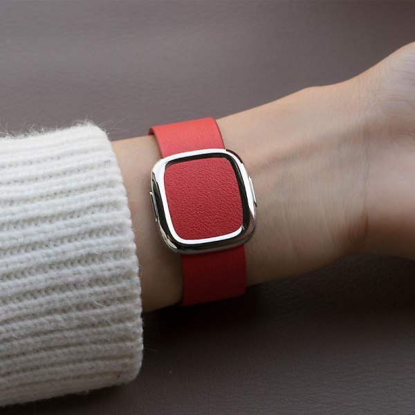 Modern Spänne Rem För Apple Watch Armband 45mm 41mmm 44mm/40mm 38 42mm 49mm Correa Läderarmband Iwatch Serie 3 6 Se 7 8 Ultra 44mm 42mm 45mm 49mm pink