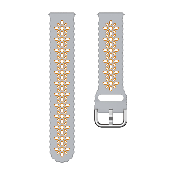 For Garmin Vivomove 3s / Samsung Gear Sport / Huawei Watch Gt 2 42mm Silikon Armband 20mm Blommig Ihålig Tvåfärgad Klockarmband Light Grey  Orange