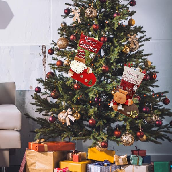 Julstrumpor 18,5\" Stor julstrumpa, 3D söt tomtestrumpa Santa Stocking