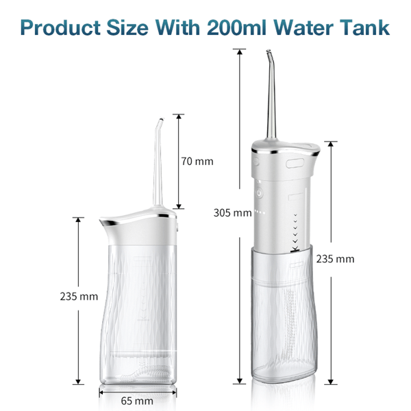 Munnskyller - Ipx7 Vanntett 4 Dyser 200 ml Munnrensing, Hvit