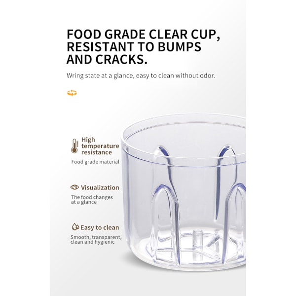 Bärbar USB Uppladdningsbar Grönsaksskärare Med 3 Blad (100ml, 250ml, Grön)
