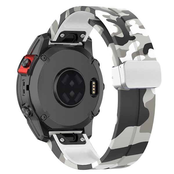 Sølvspenne 22mm Silikon Rem for Garmin Fenix 7 / Forerunner 965/955/945/935 Camo White
