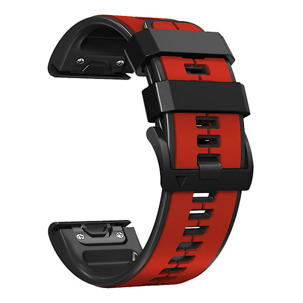 Silikonarmband för Garmin Tactix 7 Pro/Fenix 7X/Fenix 6X Pro, 26 mm, ersättningsarmband för smartklocka, tvåfärgat Red Black