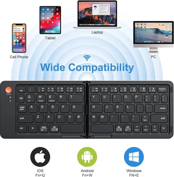 Vikbart tangentbord B023, Bluetooth USB-C Ultra Slim tangentbord för IOS & Window (Rosa)