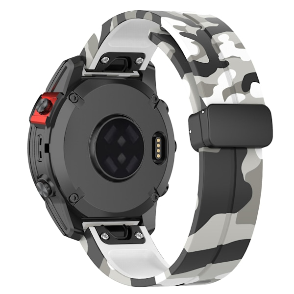 26mm Silikonrem Svart Spänne Klockarmband För Garmin Tactix 7 Pro / Fenix 7x/6x/6x Pro/5x Plus Camo White