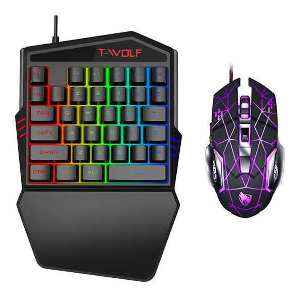 Enhånds Rgb-spilltastatur Usb-kablet enhånds mekanisk følelsestastatur Keyboard and Mouse
