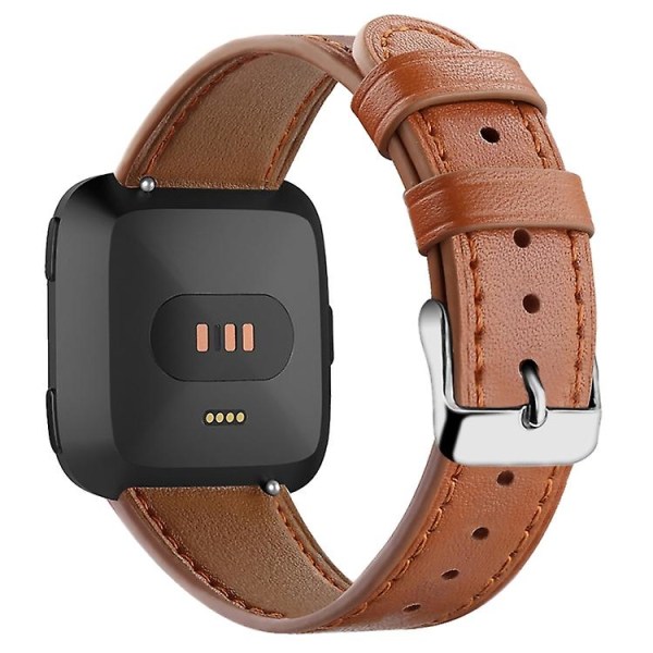 Fitbit Versa 4 / Sense 2 Round Tail -kellonauhalle, watch nahkaa oleva VST-ranneke Brown