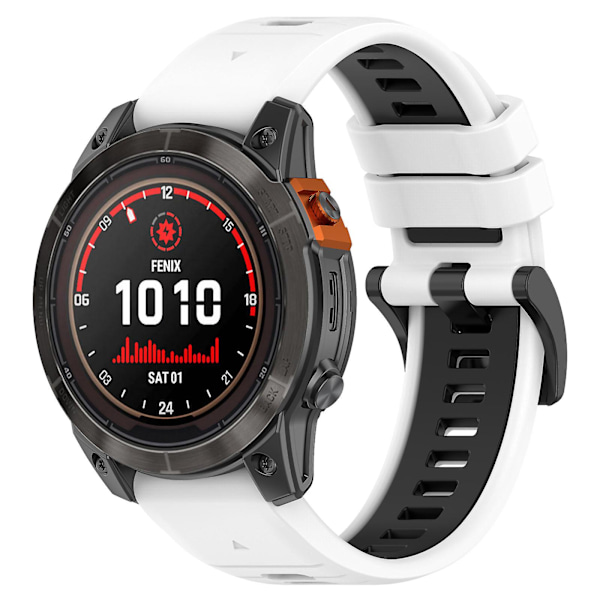 For Garmin Fenix 7X / Fenix 7X Pro Watch Band 26mm Vanntett Lett Silikon Armbånd White Black