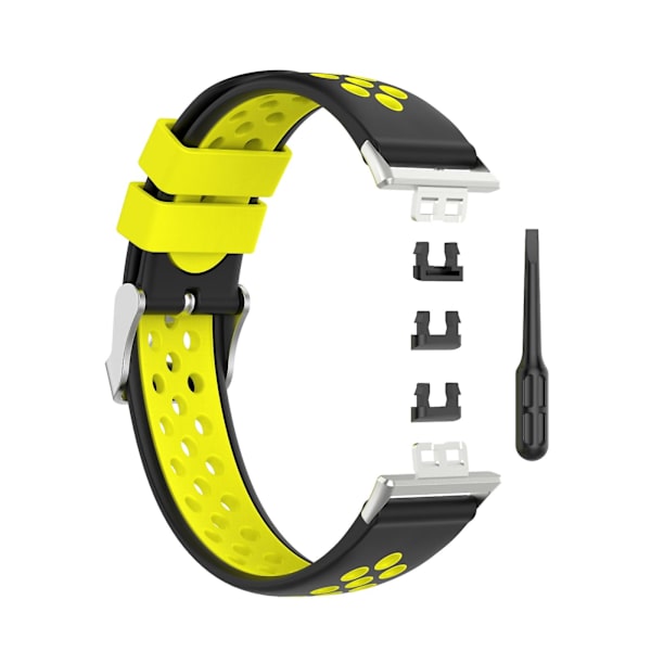 Huawei Watch Fit 18mm silikoninen kaksiväriranneke Black Yellow