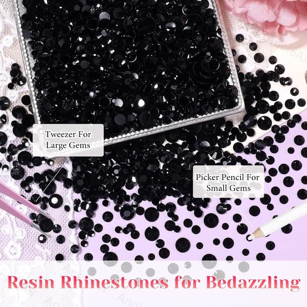 15 Gitre Harpiks Rhinestones Sæt, 2/3/4/5/6mm Blandede Størrelser White