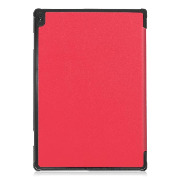 For Lenovo M10 Fhd Rel Tb-x605fc Custer-mønster Pure Color Horisontal Flip-lærveske med tre-foldbar holder/vekke-opp/søvnfunksjon Red