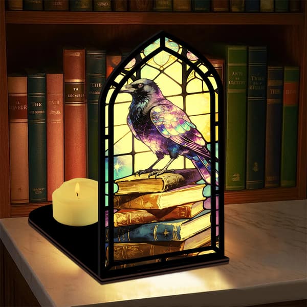 Fantasy bokkrok for bokelskere, med stearinlyslampe Raven 2