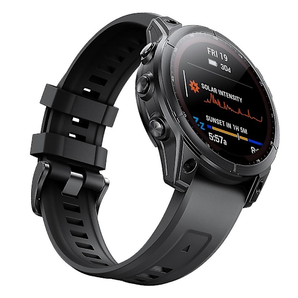 KLB-LWGJ-001 För Garmin Fenix 7 / 7 Pro Remband QuickFit 22mm Silikon Armband Black