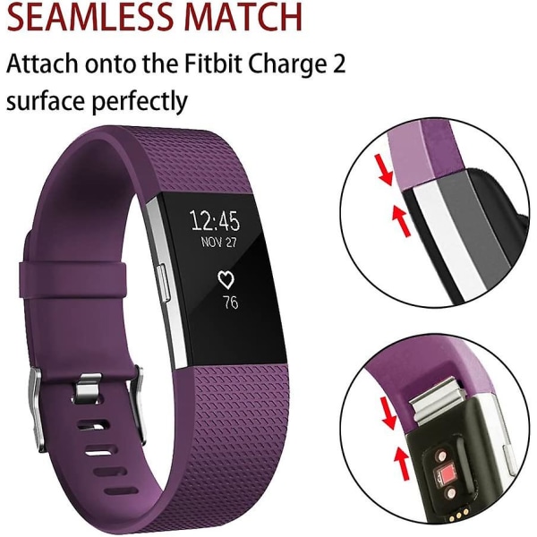 Udskiftningsbånd, der er kompatible med Fitbit Charge 2, Classic & Special Edition justerbare sportsarmbånd Large Plum