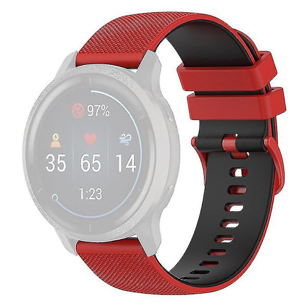 För Garmin Venu2 Plus/Venu Sq/Vivomove Grid Textur Silikon Klockarmband 20mm Tvåfärgad Rem Red Black E Garmin Venu 2 Plus