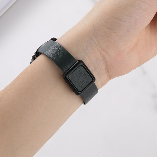 20 mm läderklockarmband för Samsung Galaxy Watch6 Classic 47 mm 43 mm, med magnetiskt viklås Linen Blue Black Buckle