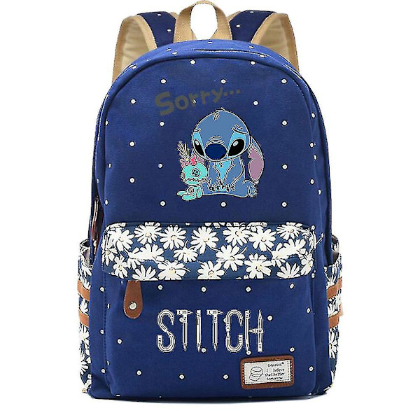 Uusi Kawaii Stitch Poika Tyttö Lasten Koulukirja Laukut Naisten Laukku Teini-ikäisten Koululaukut Canvas Matka Kannettava Reppu Dark blue 1