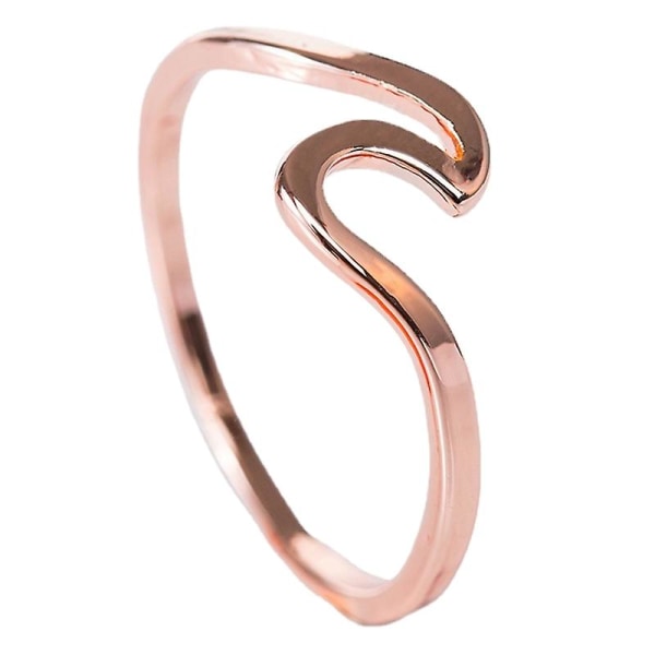 Unikt design Wave Ring Ocean Sea Wave Ring 925 Sølv Legering Ring Girlss Gift 6 Rose Gold Color