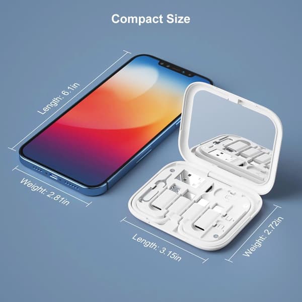 Adapter - Indeholder makeupspejl/USB C-kabel/OTG-adaptere til mobiltelefon (grøn)