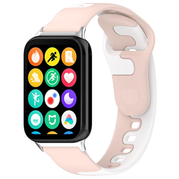 Silikoneurrem til Xiaomi Smart Band 8 Pro, dobbelt farve udskiftningsurrem Pink White