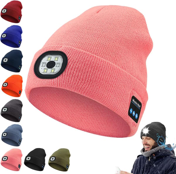 3-i-1 Funksjon Bluetooth-hodetelefonlue, med 6 LED-lys USB oppladbar (rosa)