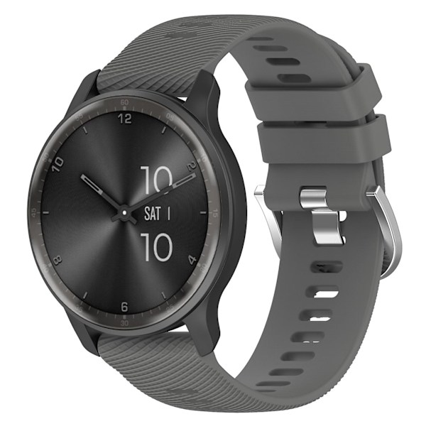 For Garmin VivoMove Trend / Venu Sq 2 Silikonurrem 20mm Tverrstripete Rem for Klokkereim Dark Grey