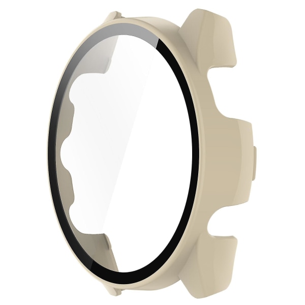 Huamade For Garmin Forerunner 265 Smart Watch Pc case med skärmskydd i härdat glas Ivory White