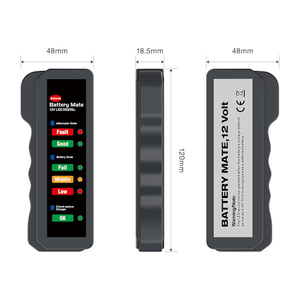 Akkutesteri 12V, LED-ilmaisimella, Tarkista ajoneuvon akun kunto (B310)