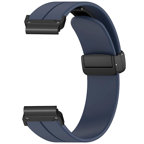 For Garmin Fenix 7 / 6 / 5 22mm Wrist Strap Flexible Silicone Watch Band with Magnetic Buckle Midnight Blue