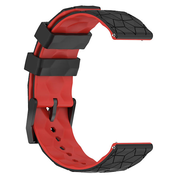 Klockarmband för Huami Amazfit GTR 4 46mm, fotbollsmönster tvåfärgat 22mm silikonklockarmband Black  Red