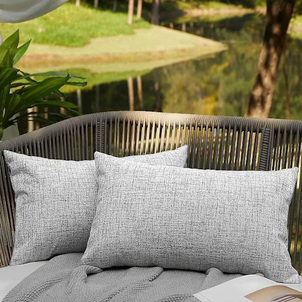 Utomhuskuddar för utemöbler Vattentäta kuddfodral Fyrkantiga Trädgårdskudde Bondgård Linne Sängkuddsöverdrag Skal för uteplats Tält Soffa 18x1 Grey 12 * 20 Inch