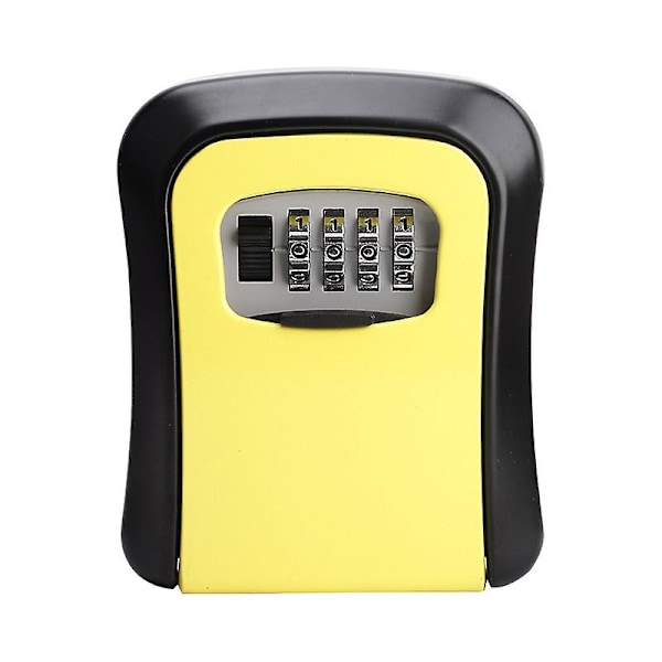 Key Lock Box 4 Position Kombination Vægmonteret Nøgle Sikker Sikker Opbevaringsboks Yellow